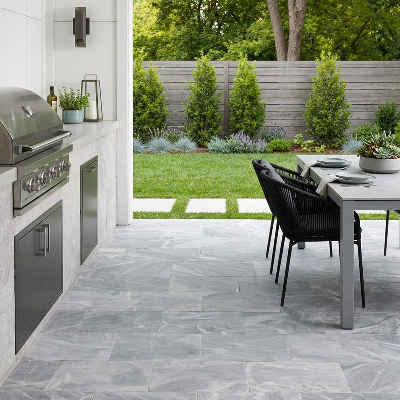 Icelandic Blue Sky Marble Paver 12x24 Tumbled 10 cm — Backyard patio