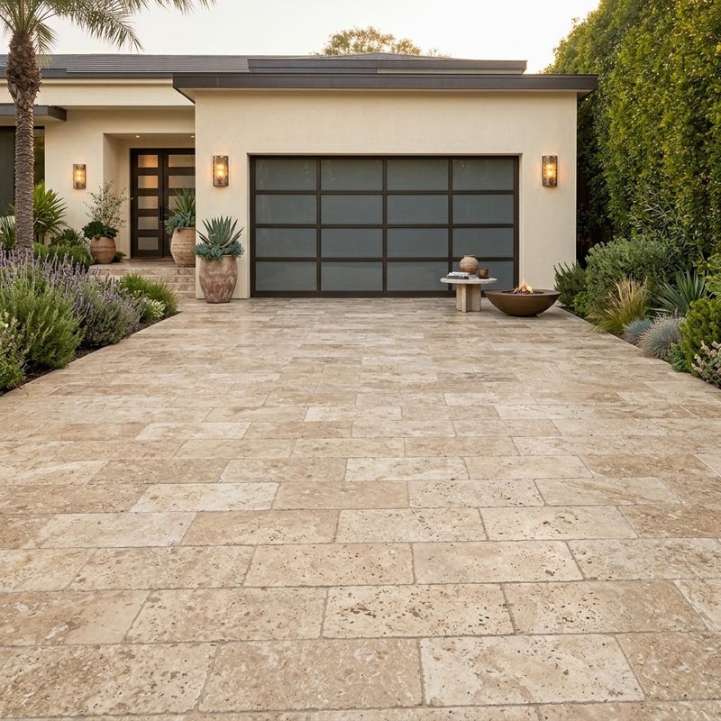 Icelandic Blue Sky Marble Paver 12x24 Tumbled 1.25 inch — Front Yard driveway