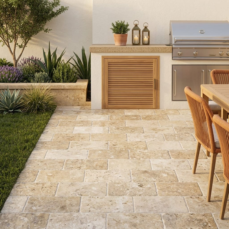 Blue Sky Marble Paver, Icelandic, 6x12 Tumbled, 1.25 in — Backyard patio