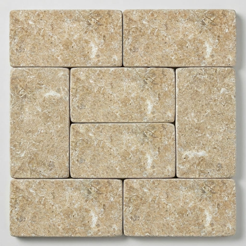 Blue Sky Marble Paver, Icelandic, 6x12 Tumbled, 1.25 in close-up