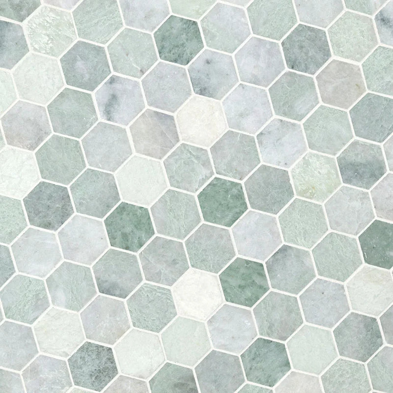 Icelandic Green 2" Hexagon Polished Marble Mosaic Tile