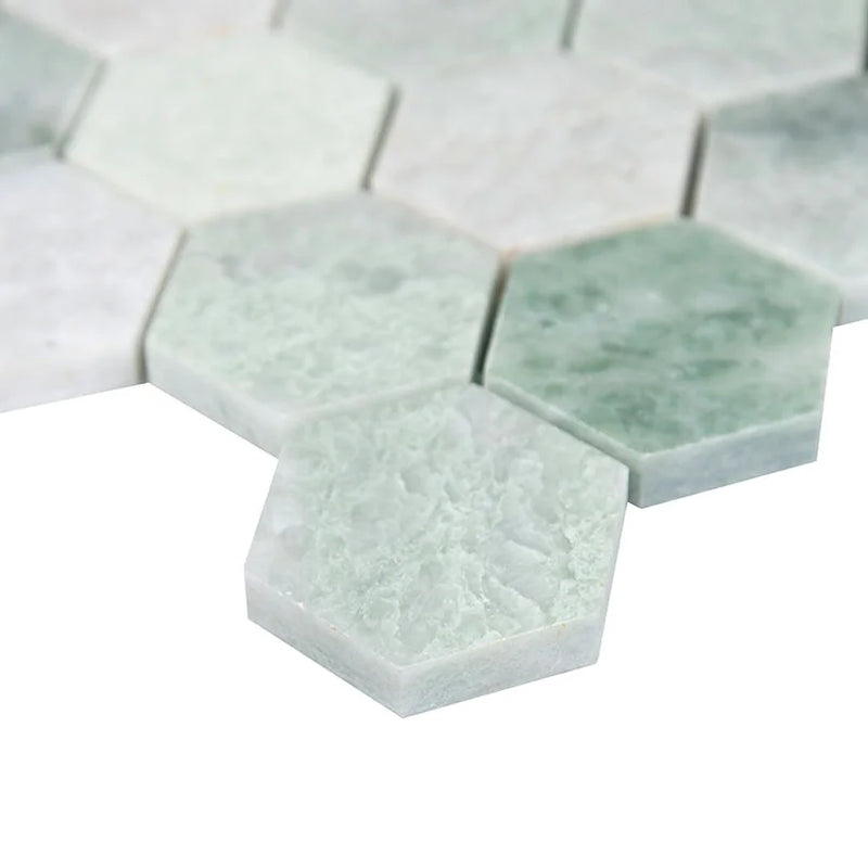 Icelandic Green 2" Hexagon Polished Marble Mosaic Tile