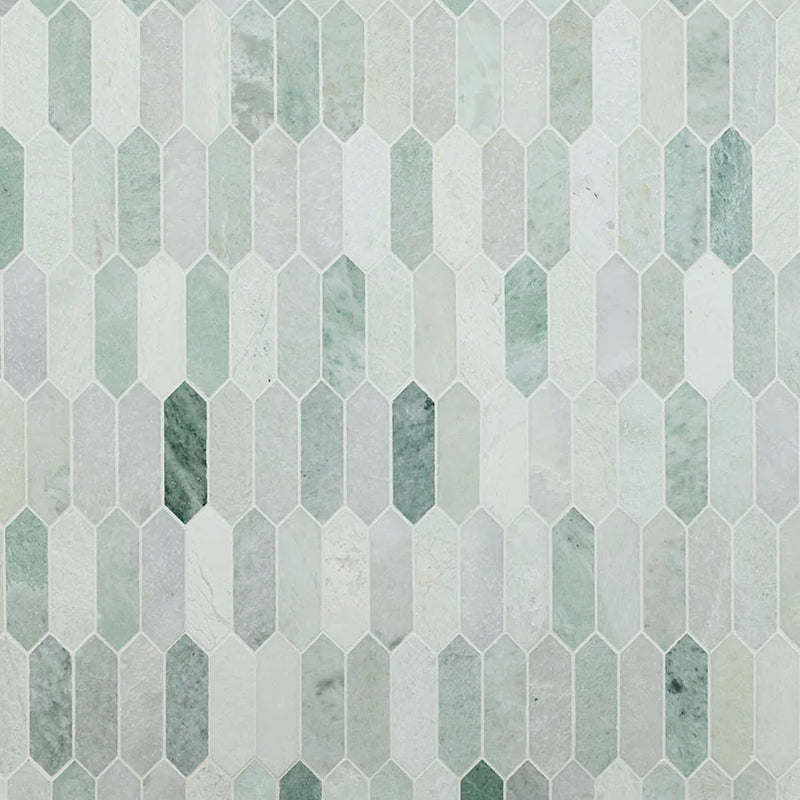 Icelandic Green Picket Polished Marble Mosaic Tile
