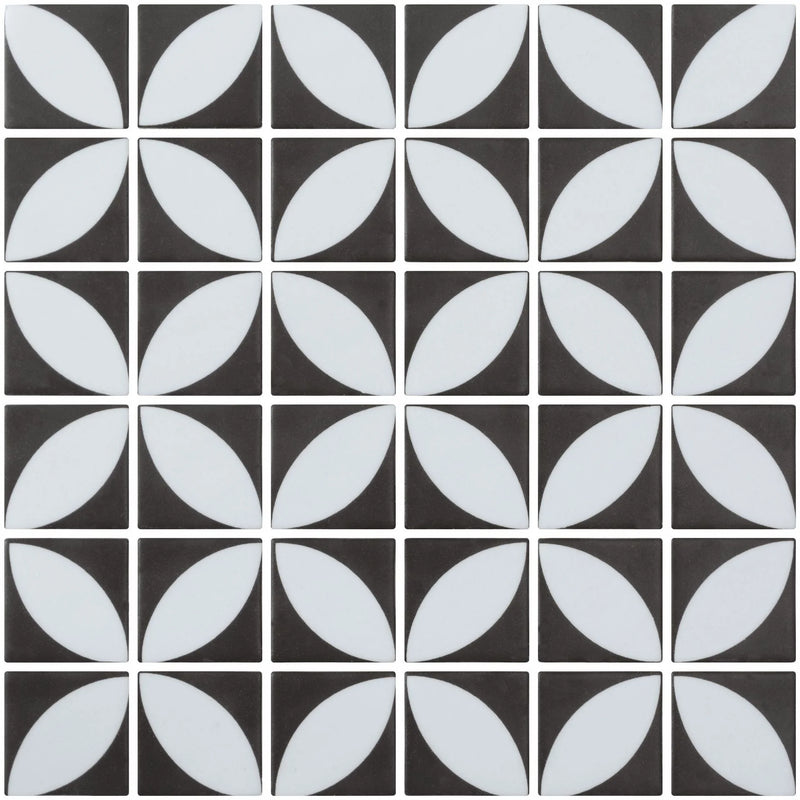 Icon Penta Azalea Black 2x2 Matte Glass Mosaic