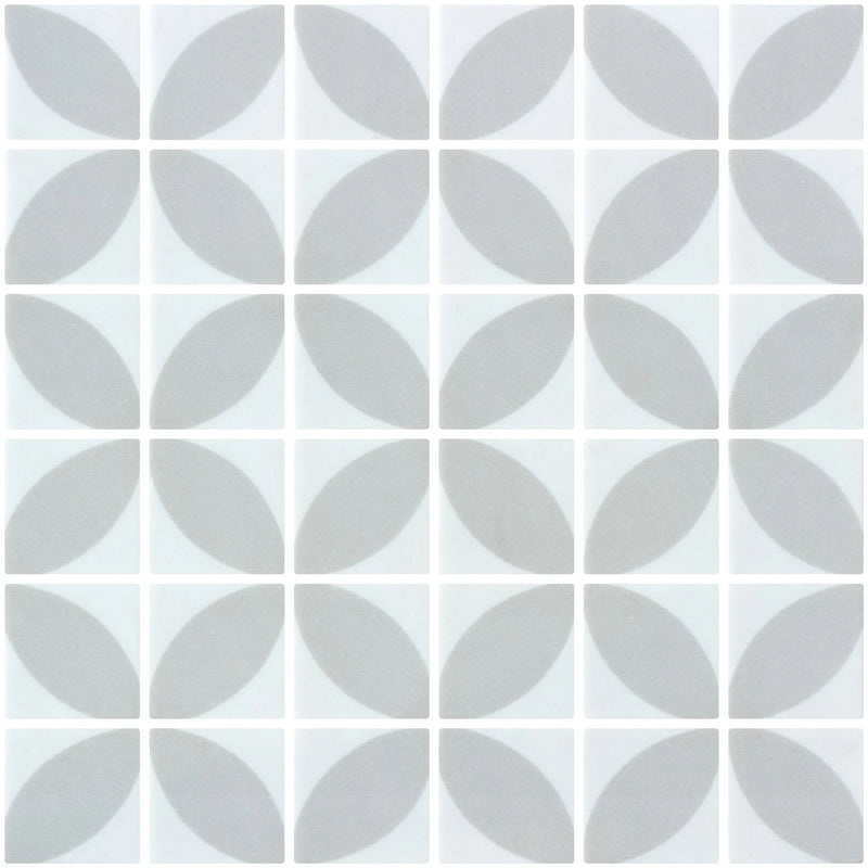 Icon Penta Dahlia Light Grey 2x2 Matte Glass Mosaic