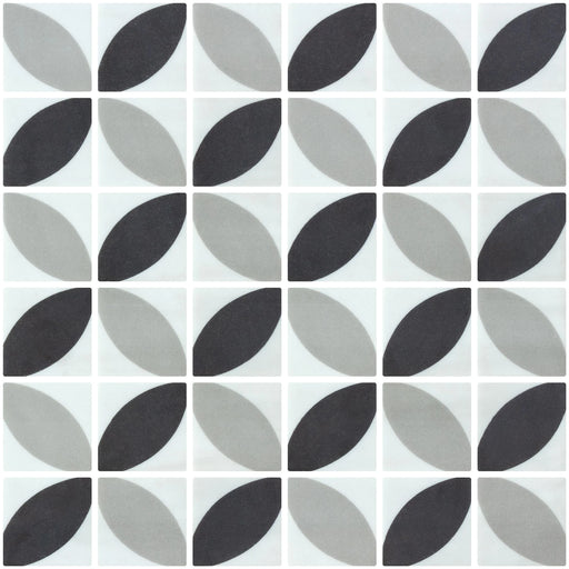 Icon Penta Dahlia Mix Black 2x2 Matte Glass Mosaic