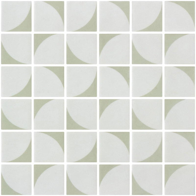 Icon Penta Memphis Cream 2x2 Matte-Gloss Glass Mosaic Tile
