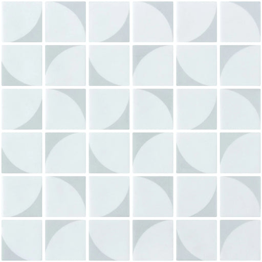 Icon Penta Memphis Light Grey 2x2 Matte-Gloss Glass Mosaic Tile
