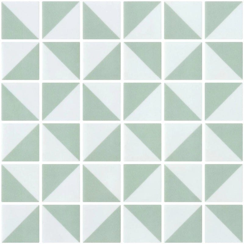Icon Penta Origami Sage Green 2x2 Matte Glass Mosaic Tile