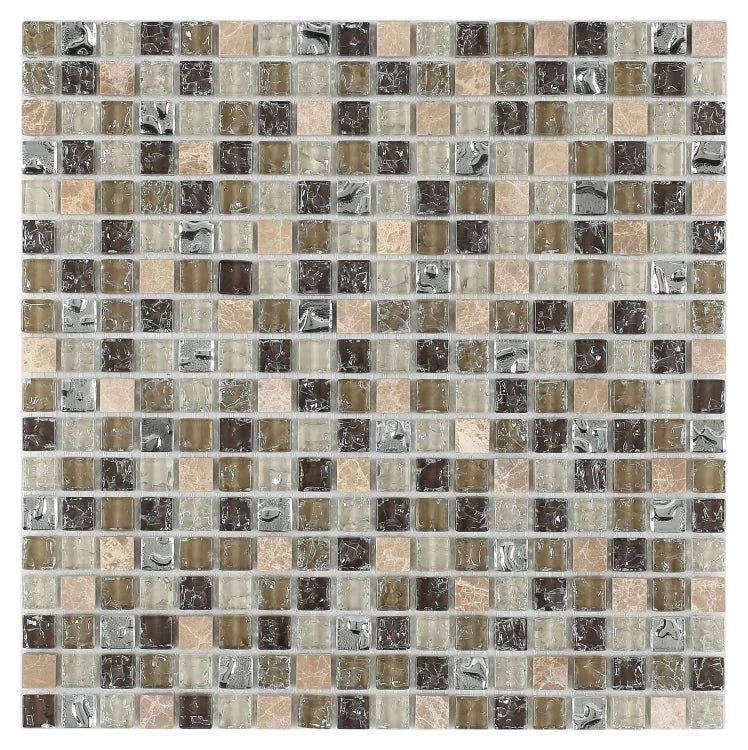 Icy Grey Mini Glass and Stone Mosaic