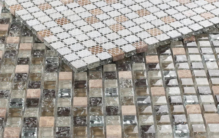 Icy Grey Mini Glass and Stone Mosaic