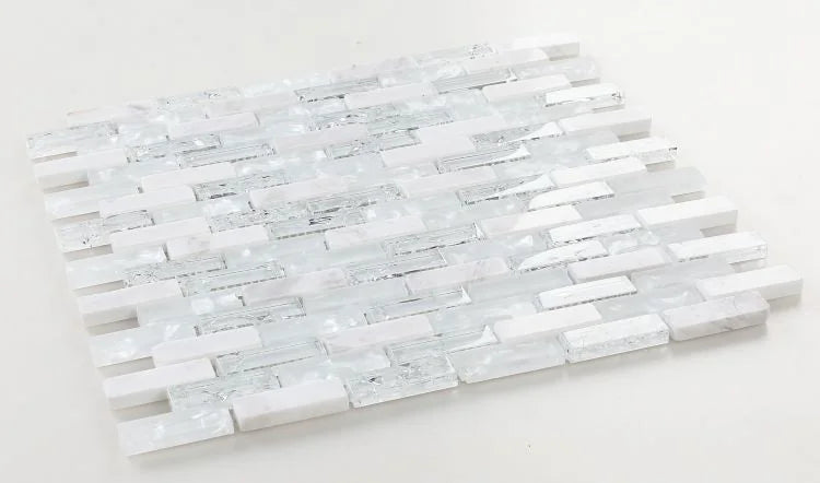 Icy Stack Marble and Glass Mosaic