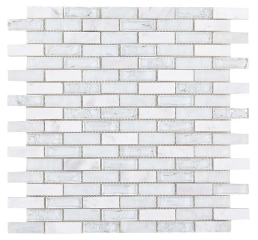 Icy Stack Marble and Glass Mosaic