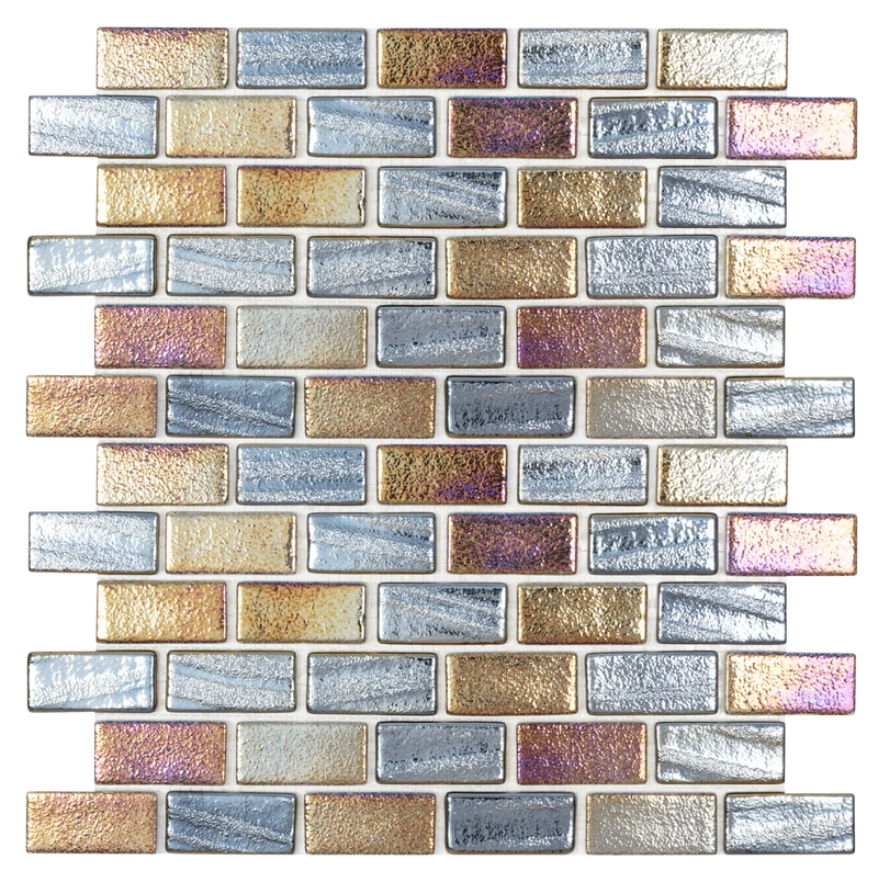 Illusions Black 12 1x2 Glass Mosaic Tile