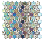 Illusions Black Hex 12x12 Hexagon Glass Mosaic Tile