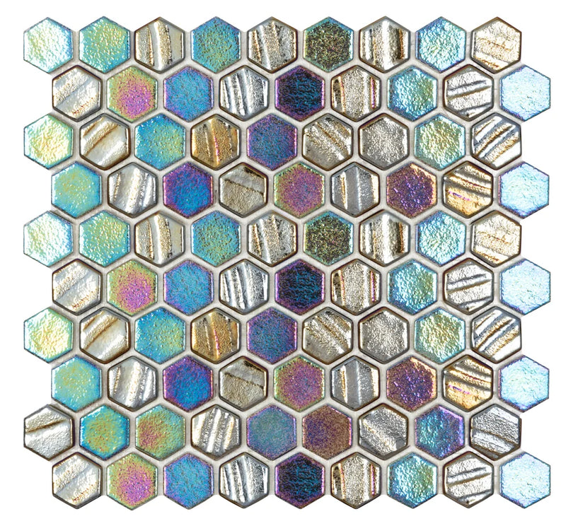 Illusions Black Hex 12x12 Hexagon Glass Mosaic Tile