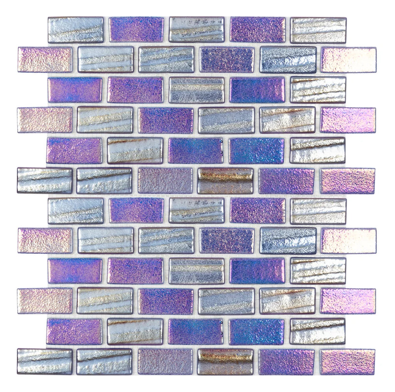 Illusions Dark Blue 12 1x2 Glass Mosaic Tile