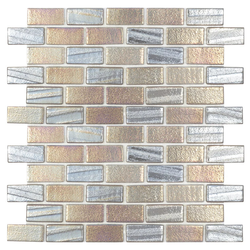 Illusions Grey 12 1x2 Glass Mosaic Tile
