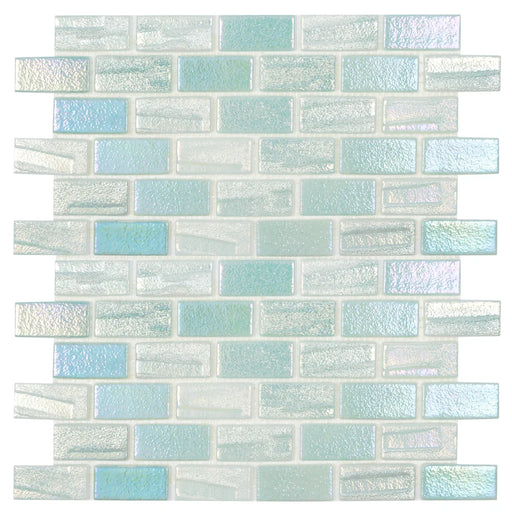Illusions Light Green 12 12x12 1x2 Glass Mosaic Tile