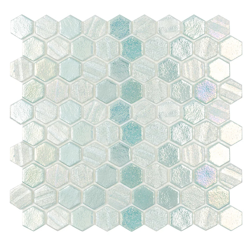 Illusions Light Green 12x12 Hexagon Glass Mosaic Tile