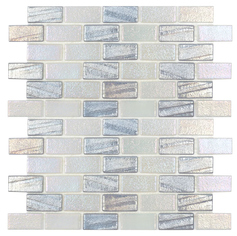 Illusions Silver 12 12x12 1x2 Glass Mosaic Tile