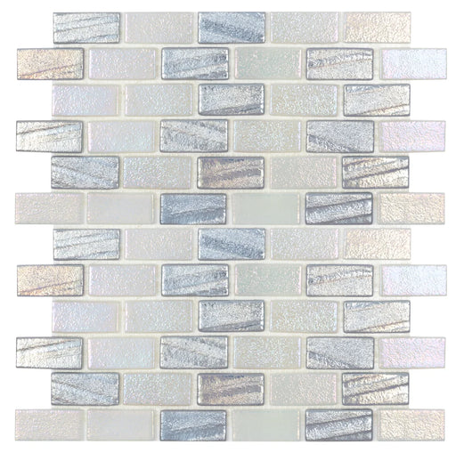 Illusions Silver 12 12x12 1x2 Glass Mosaic Tile