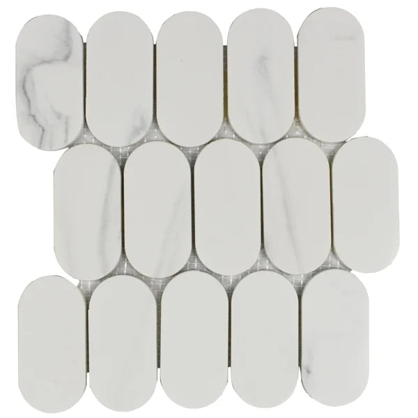 Calacata Oval Mosaic 10x10 Natural Stone & Glass Mosaic