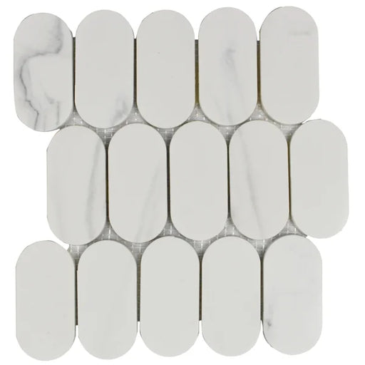 Calacata Oval Mosaic 10x10 Natural Stone & Glass Mosaic