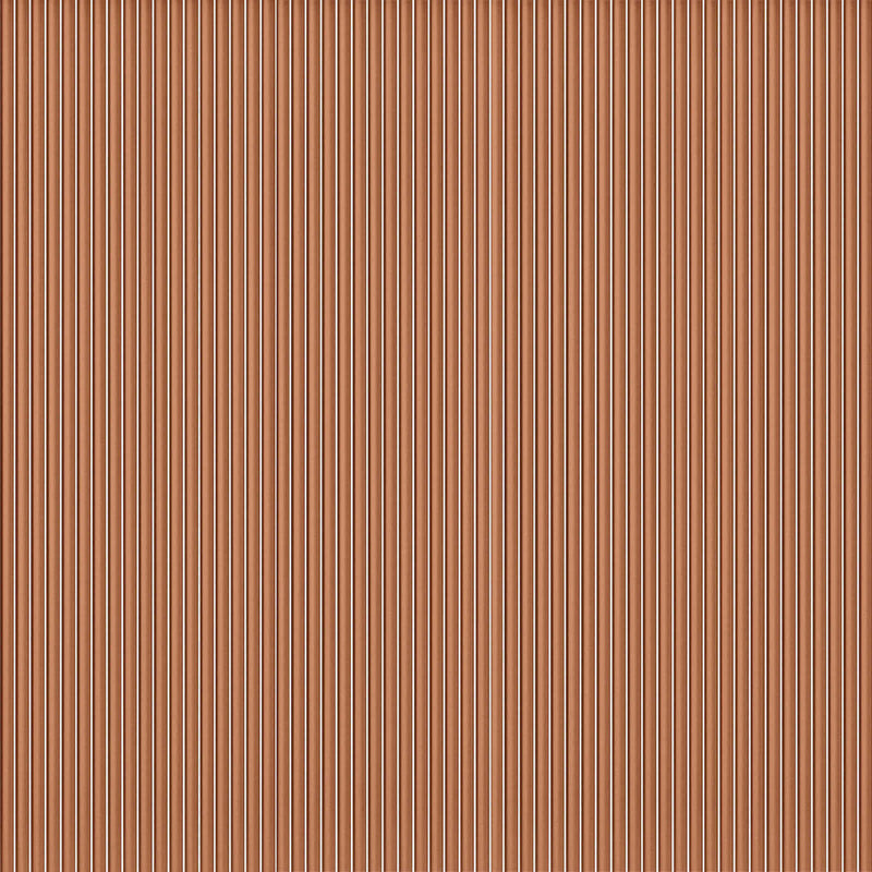 Close-up of In The Sticks Once And Coral gloss glass mosaic with slender vertical warm coral-brown strips and fine light-colored joints.