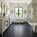 Indian Black Limestone Natural 10 x 24 x 2 Limestone Wall Cap Cap 12x24 tile — Primary Bath floor