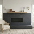 Indian Black Limestone Natural 12 x 24 x 2 Limestone Wall Cap Cap 12x24 tile — Living Room fireplace surround