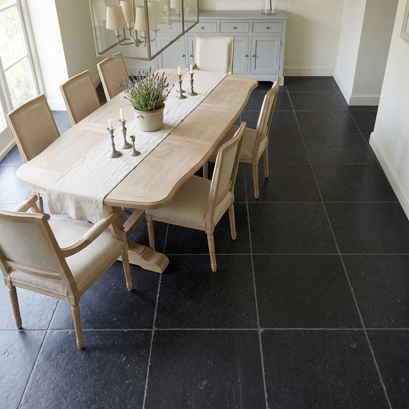 Indian Black Limestone Natural 21 x 21 x 2 Limestone Column Cap Cap 20x20 tile — Dining Room floor