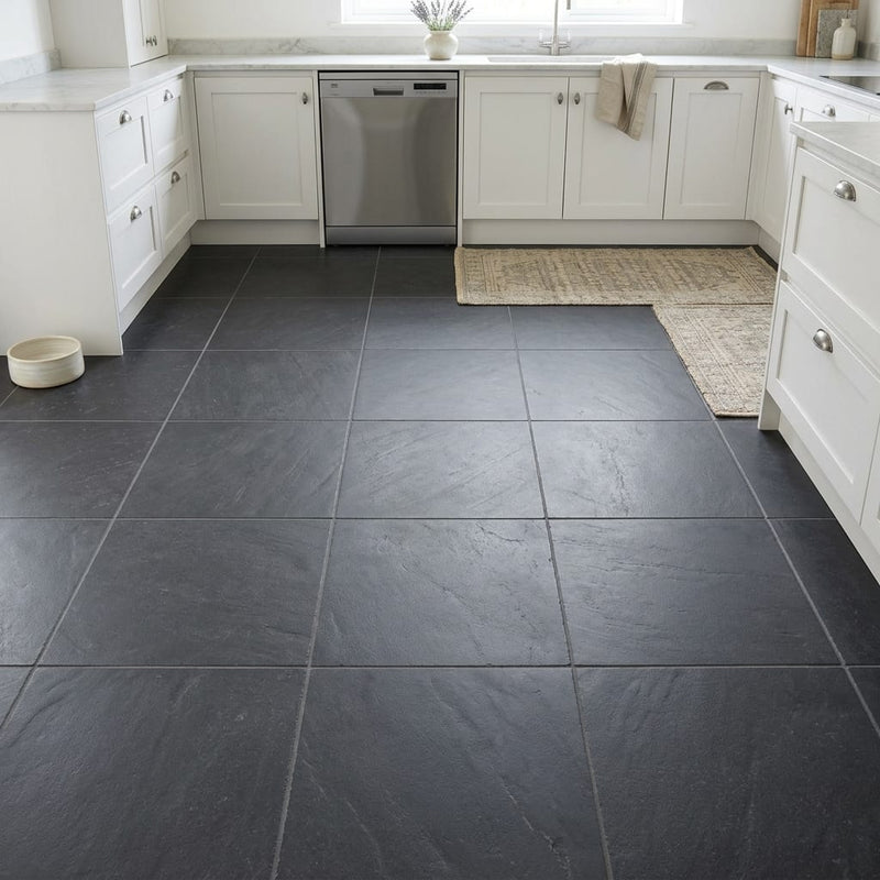 Indian Black Limestone Natural 21 x 21 x 2 Limestone Column Cap Cap 20x20 tile — Kitchen floor