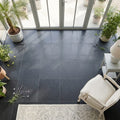 Indian Black Limestone Natural 21 x 21 x 2 Limestone Column Cap Cap 20x20 tile — Sunroom floor