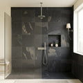 Indian Black Limestone Natural 24 x 24 x 2 Limestone Column Cap Cap 24x24 tile — Bathroom shower wall
