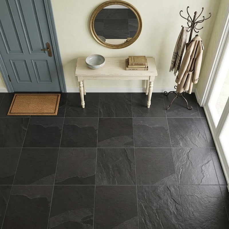 Indian Black Limestone Natural 24 x 24 x 2 Limestone Column Cap Cap 24x24 tile — Foyer floor