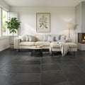 Indian Black Limestone Natural 24 x 24 x 2 Limestone Column Cap Cap 24x24 tile — Living Room floor