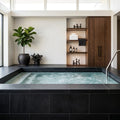 Indian Black Limestone Tumbled & Brushed 12 x 24 x 2 Modern Coping 12x24 pool coping — Spa spa edge coping