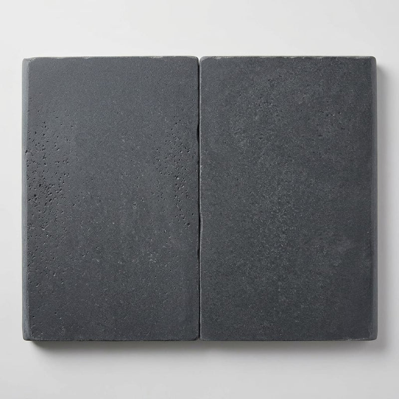Indian Black Limestone Tumbled & Brushed 16 x 24 x 1.25 Bullnose Coping 16x24 close-up