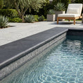 Indian Black Limestone Tumbled & Brushed 16 x 24 x 1.25 Bullnose Coping 16x24 pool coping — Swimming Pool pool edge drop-face coping