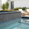 Indian Black Limestone Tumbled & Brushed 16 x 24 x 2 Modern Coping 16x24 pool coping — Swimming Pool raised bond beam cap