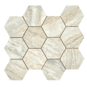 Invictus Beige Vein Cut 4 Inch Hexagon Polished Porcelain Mosaic