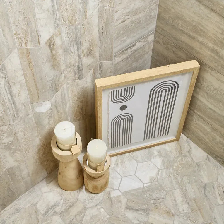 Invictus Beige Vein Cut Chevron Mesh Ceramic/Porcelain Mosaic