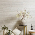 Invictus Ivory Vein Cut Chevron Mesh Polished Porcelain Mosaic