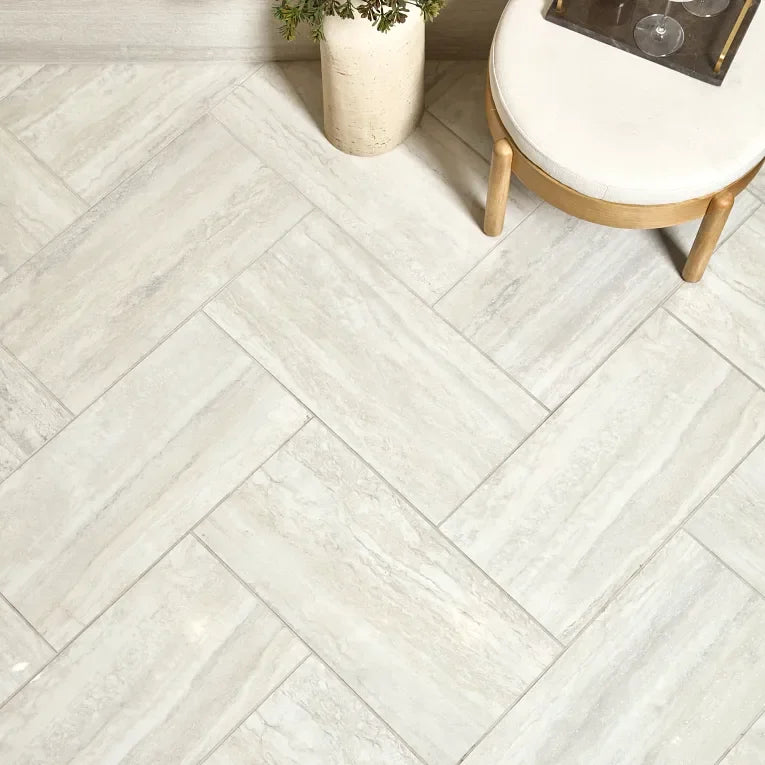 Invictus Ivory Vein Cut 3x12 Surface Bullnose Polished Porcelain Trim