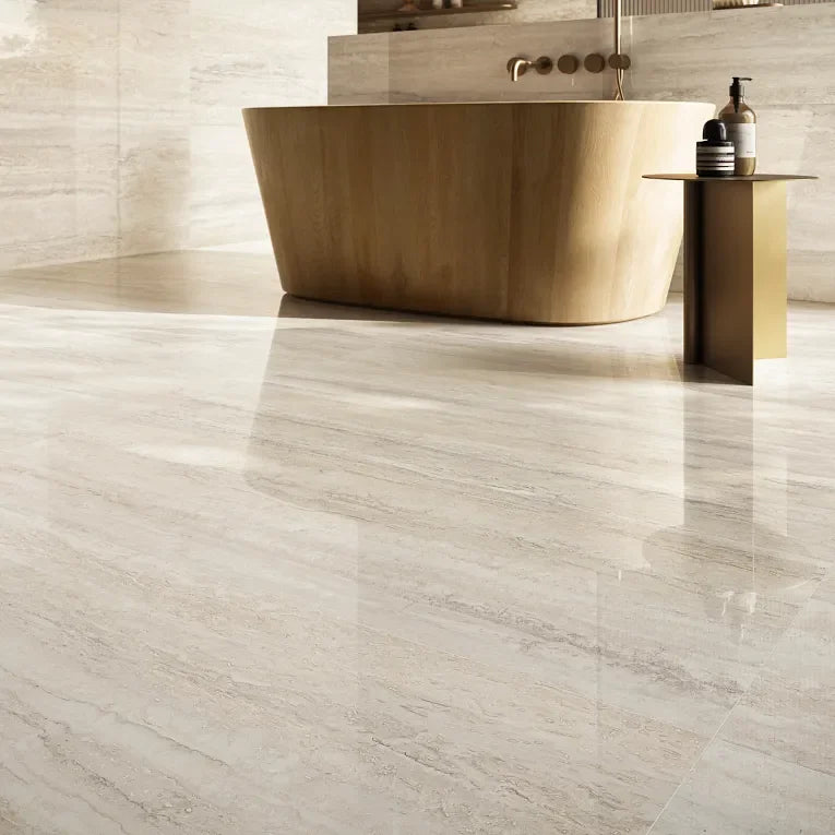 Invictus Ivory 24x48 Polished Vein Cut Porcelain Tile — Solidshape