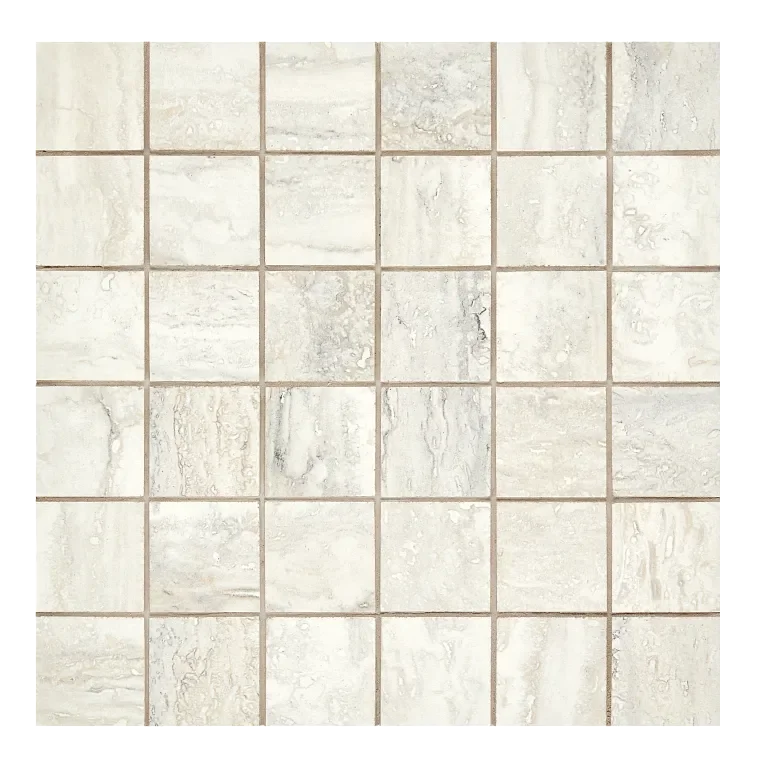 Invictus Ivory Vein Cut Chevron Mesh Polished Porcelain Mosaic