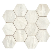 Invictus Ivory Vein Cut Chevron Mesh Polished Porcelain Mosaic
