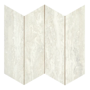 Invictus Ivory Vein Cut Chevron Mesh Polished Porcelain Mosaic