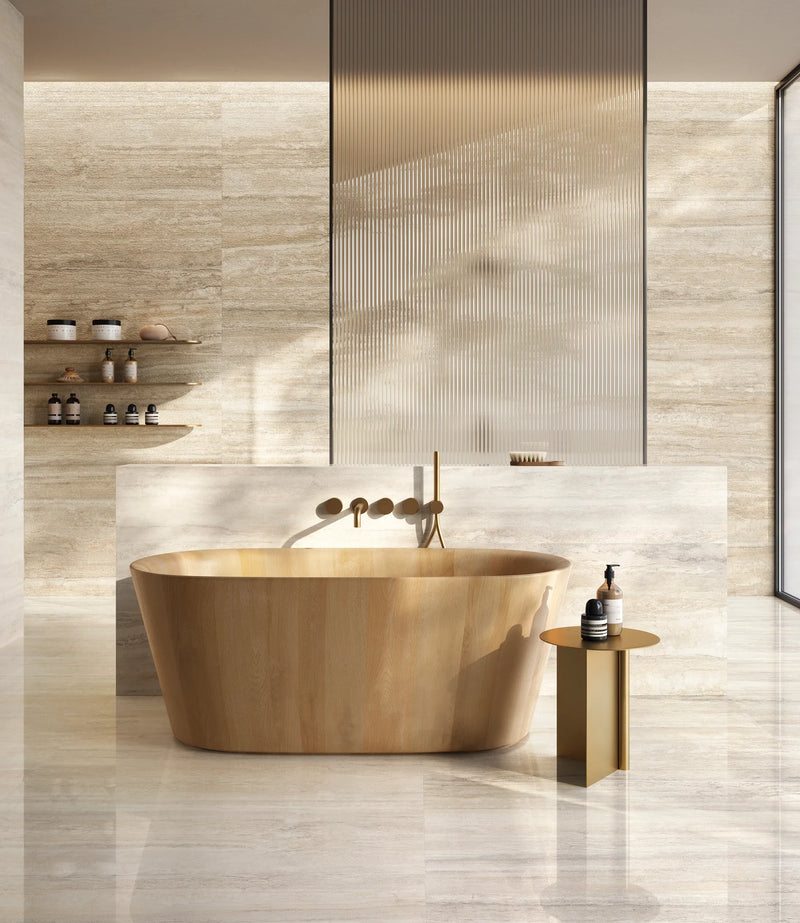 Invictus Ivory 24x48 Polished Vein Cut Porcelain Tile — Solidshape